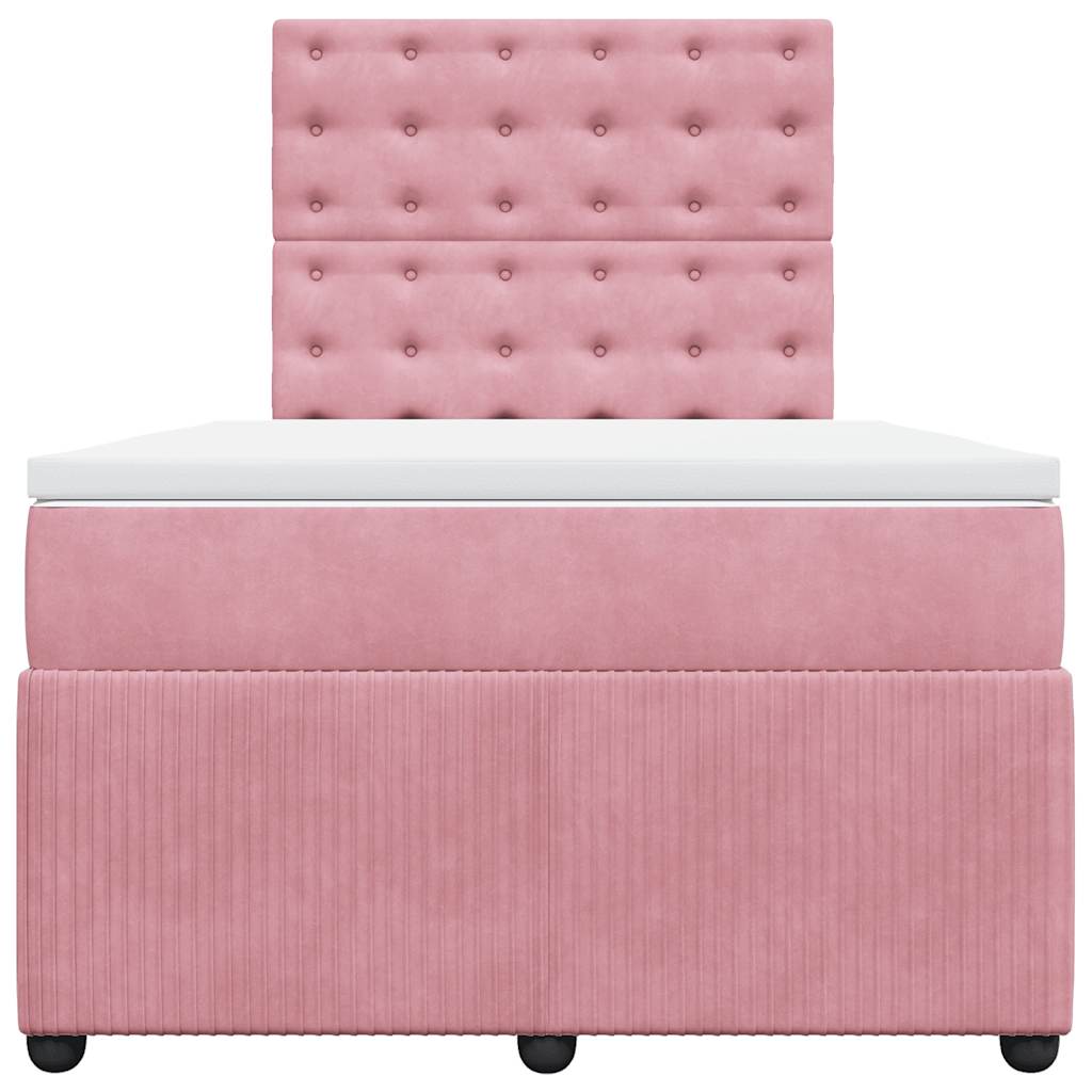 Boxspring met matras fluweel roze 120x190 cm is nu te koop bij PeponiXL, paradijselijk wonen!
