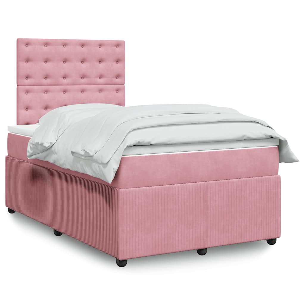 Boxspring met matras fluweel roze 120x190 cm is nu te koop bij PeponiXL, paradijselijk wonen!