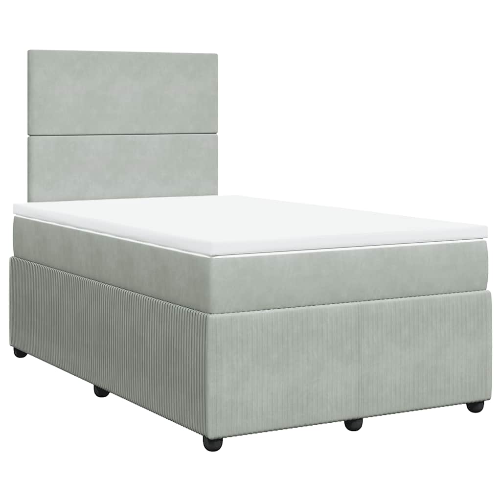 Boxspring met matras fluweel lichtgrijs 120x200 cm is nu te koop bij PeponiXL, paradijselijk wonen!