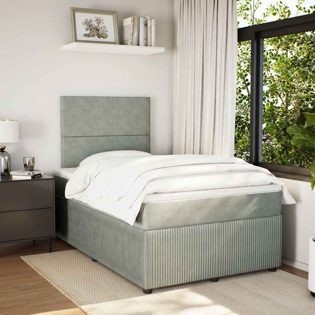 Boxspring met matras fluweel lichtgrijs 120x200 cm is nu te koop bij PeponiXL, paradijselijk wonen!