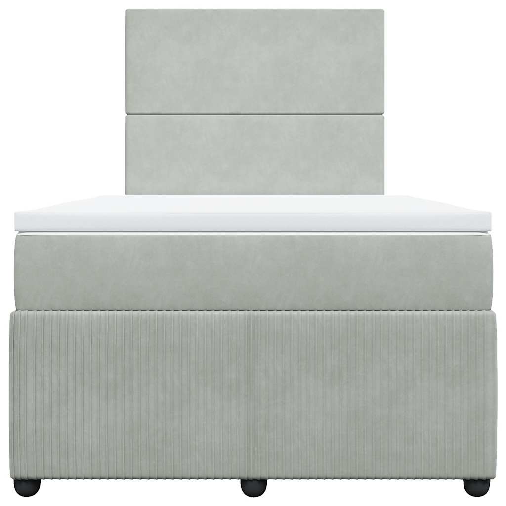 Boxspring met matras fluweel lichtgrijs 120x200 cm is nu te koop bij PeponiXL, paradijselijk wonen!