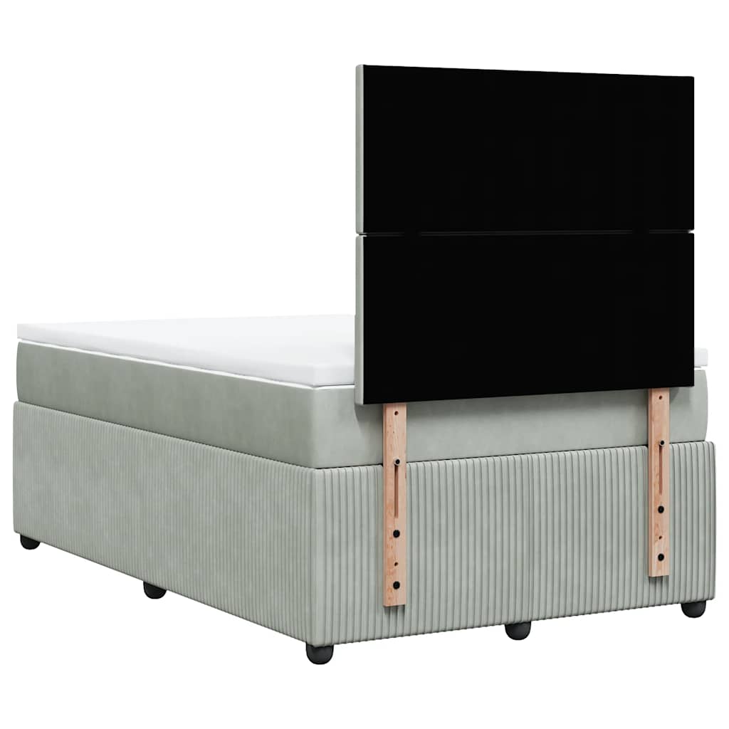 Boxspring met matras fluweel lichtgrijs 120x200 cm is nu te koop bij PeponiXL, paradijselijk wonen!