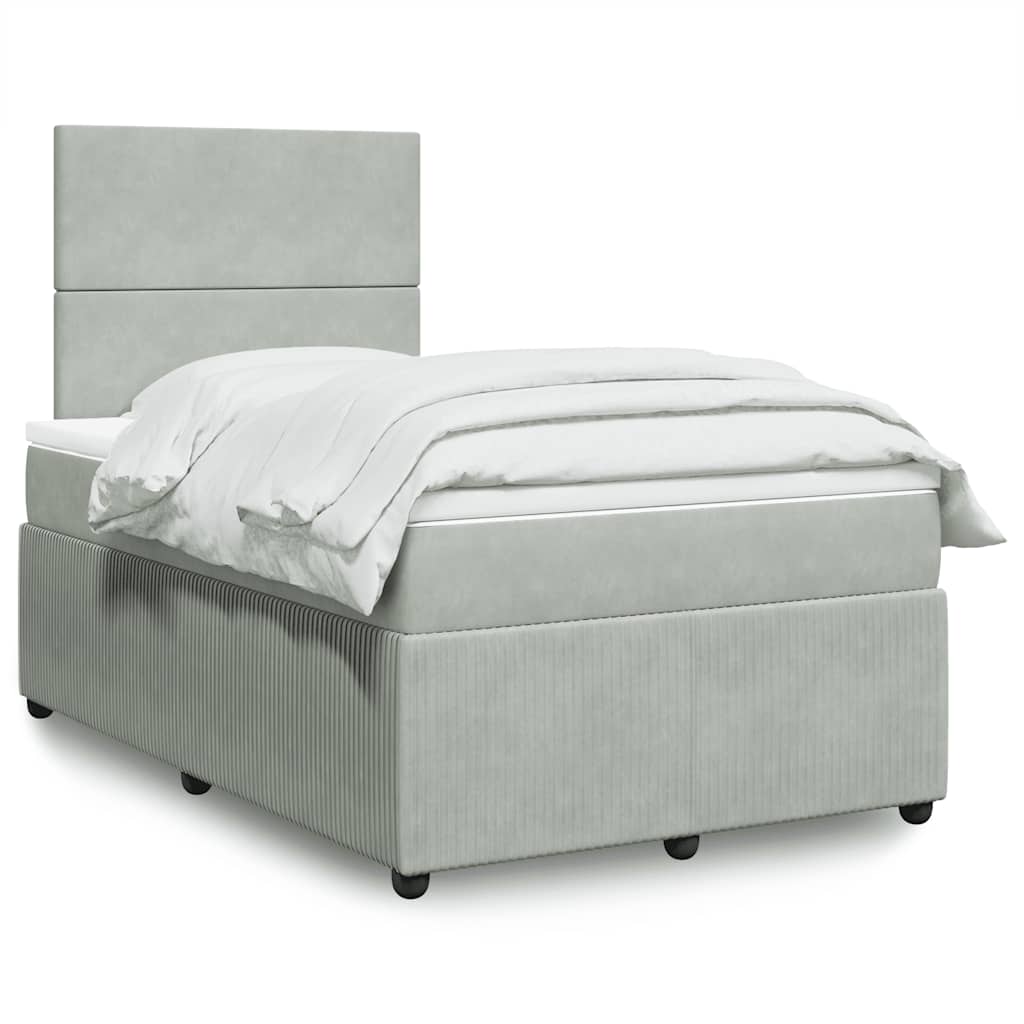 Boxspring met matras fluweel lichtgrijs 120x200 cm is nu te koop bij PeponiXL, paradijselijk wonen!