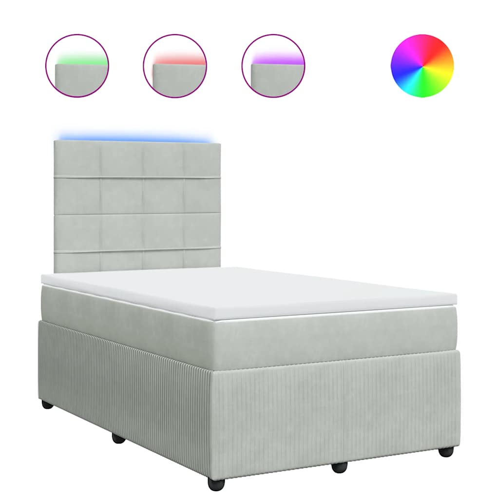 Boxspring met matras fluweel lichtgrijs 120x200 cm is nu te koop bij PeponiXL, paradijselijk wonen!