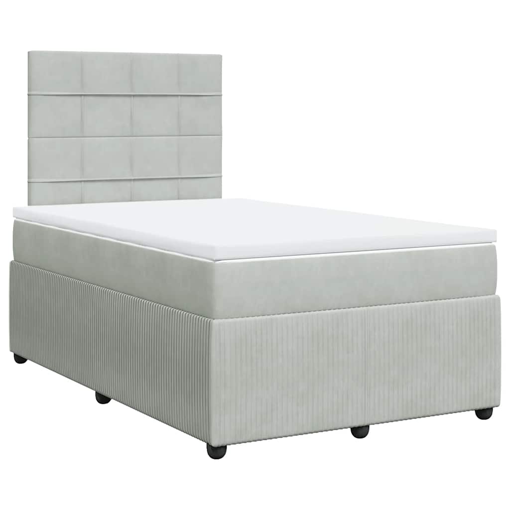 Boxspring met matras fluweel lichtgrijs 120x200 cm is nu te koop bij PeponiXL, paradijselijk wonen!