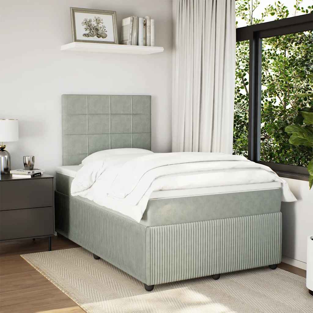 Boxspring met matras fluweel lichtgrijs 120x200 cm is nu te koop bij PeponiXL, paradijselijk wonen!