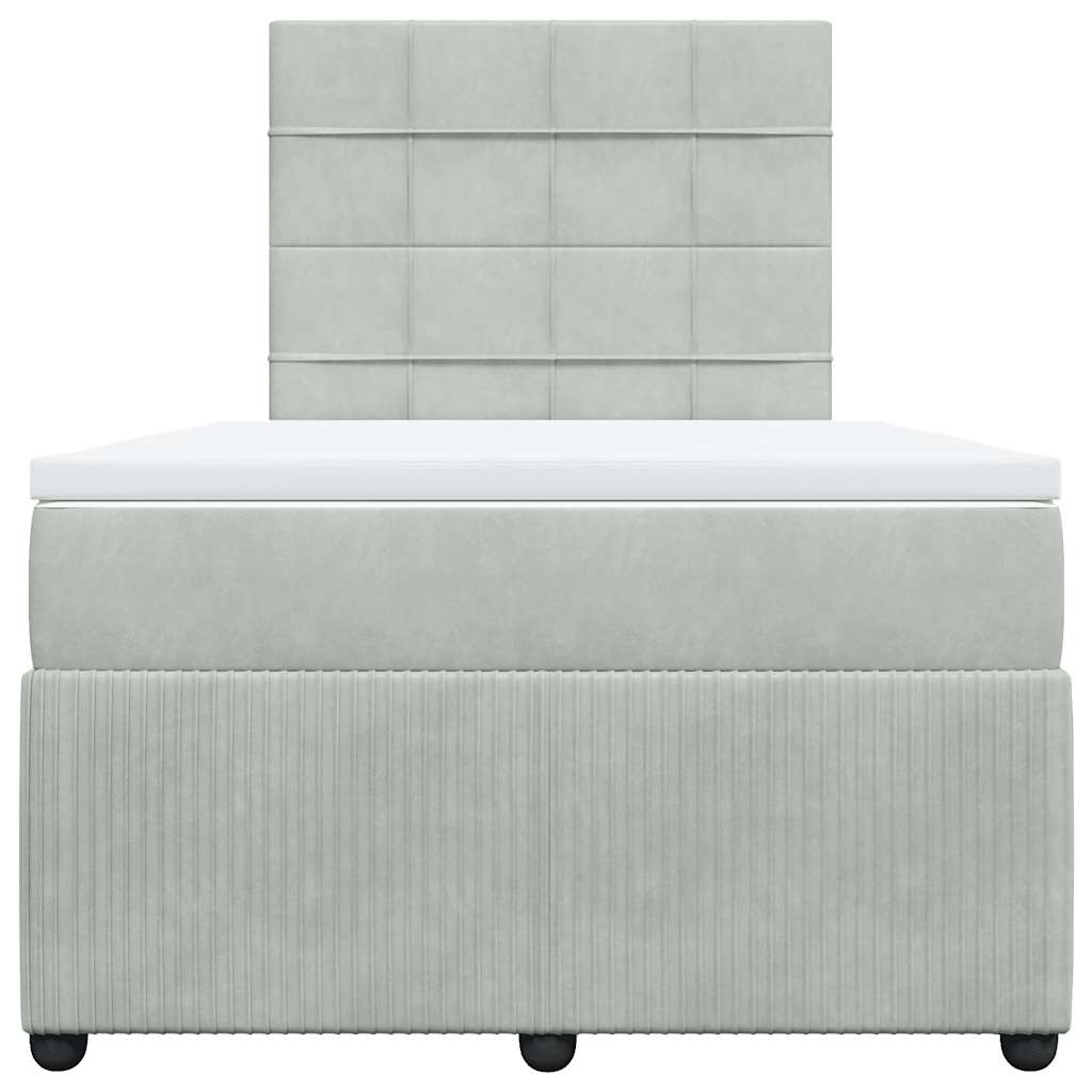 Boxspring met matras fluweel lichtgrijs 120x200 cm is nu te koop bij PeponiXL, paradijselijk wonen!