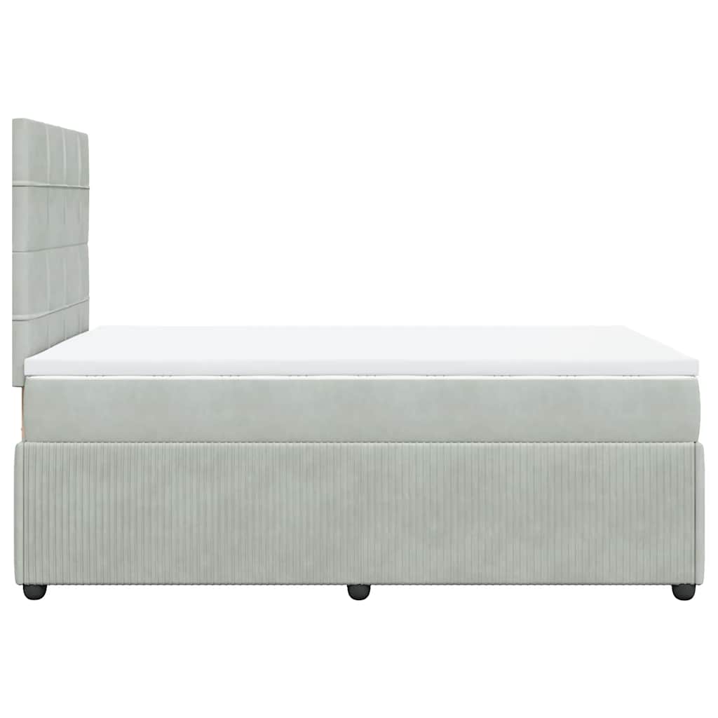 Boxspring met matras fluweel lichtgrijs 120x200 cm is nu te koop bij PeponiXL, paradijselijk wonen!