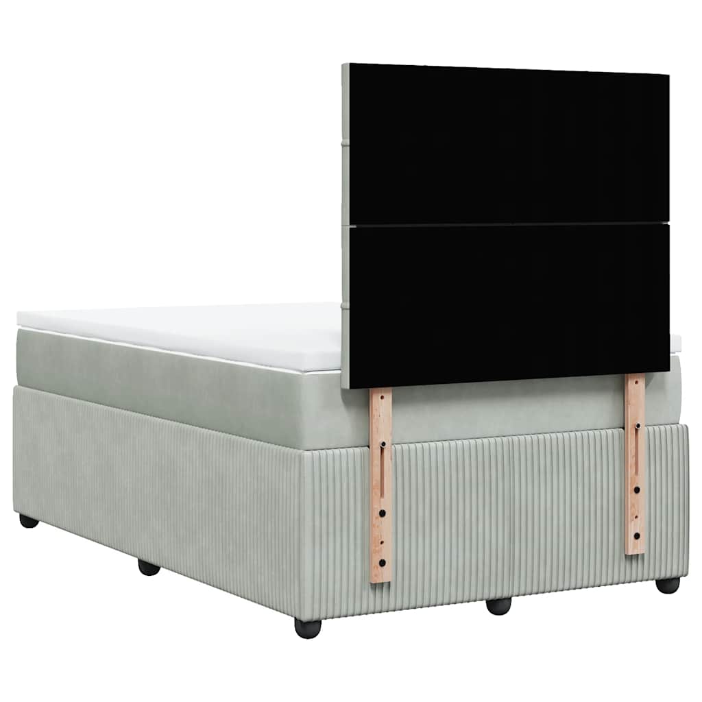 Boxspring met matras fluweel lichtgrijs 120x200 cm is nu te koop bij PeponiXL, paradijselijk wonen!