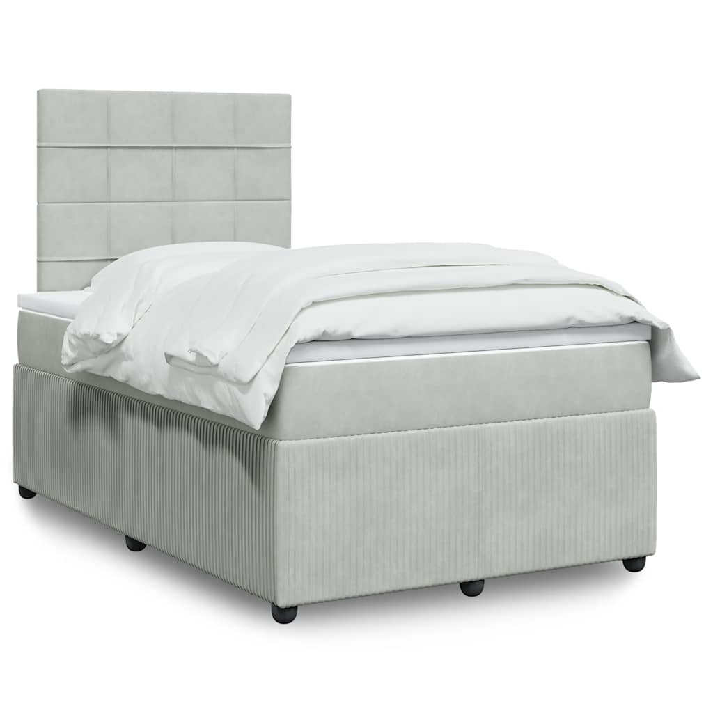 Boxspring met matras fluweel lichtgrijs 120x200 cm is nu te koop bij PeponiXL, paradijselijk wonen!