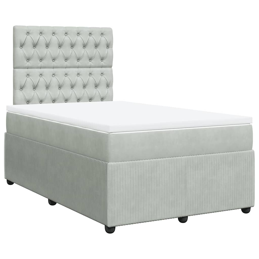 Boxspring met matras fluweel lichtgrijs 120x200 cm is nu te koop bij PeponiXL, paradijselijk wonen!