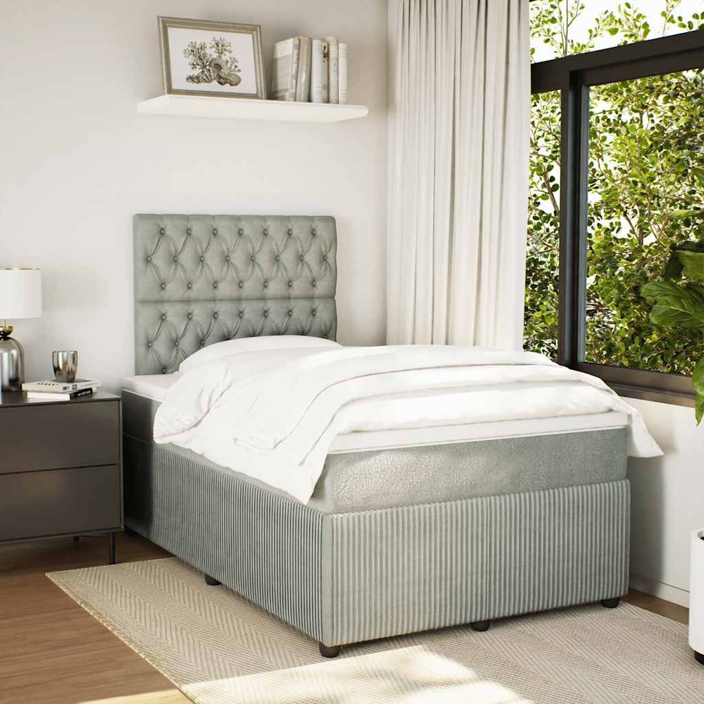 Boxspring met matras fluweel lichtgrijs 120x200 cm is nu te koop bij PeponiXL, paradijselijk wonen!
