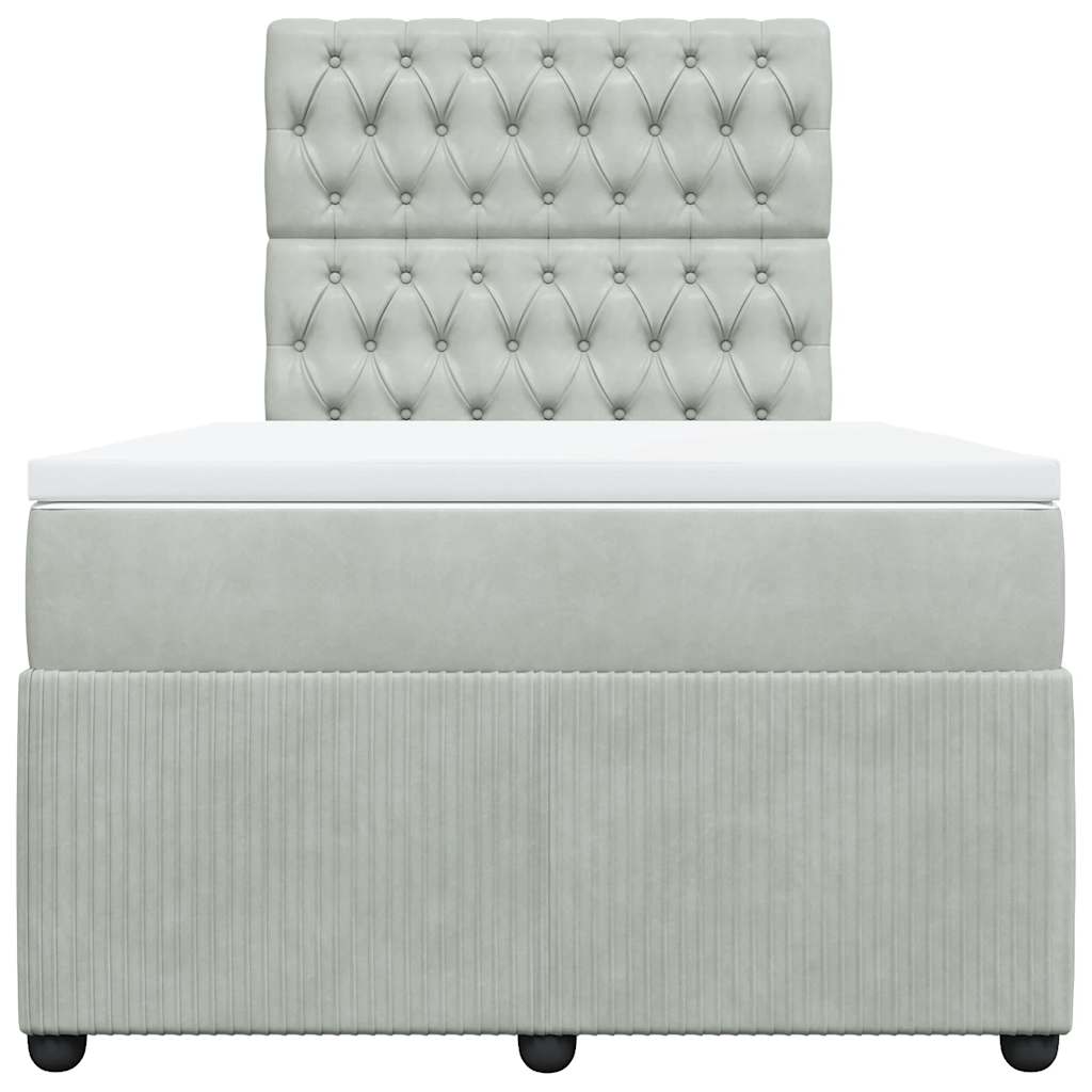 Boxspring met matras fluweel lichtgrijs 120x200 cm is nu te koop bij PeponiXL, paradijselijk wonen!