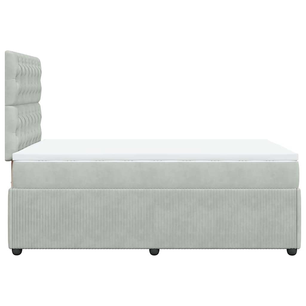 Boxspring met matras fluweel lichtgrijs 120x200 cm is nu te koop bij PeponiXL, paradijselijk wonen!