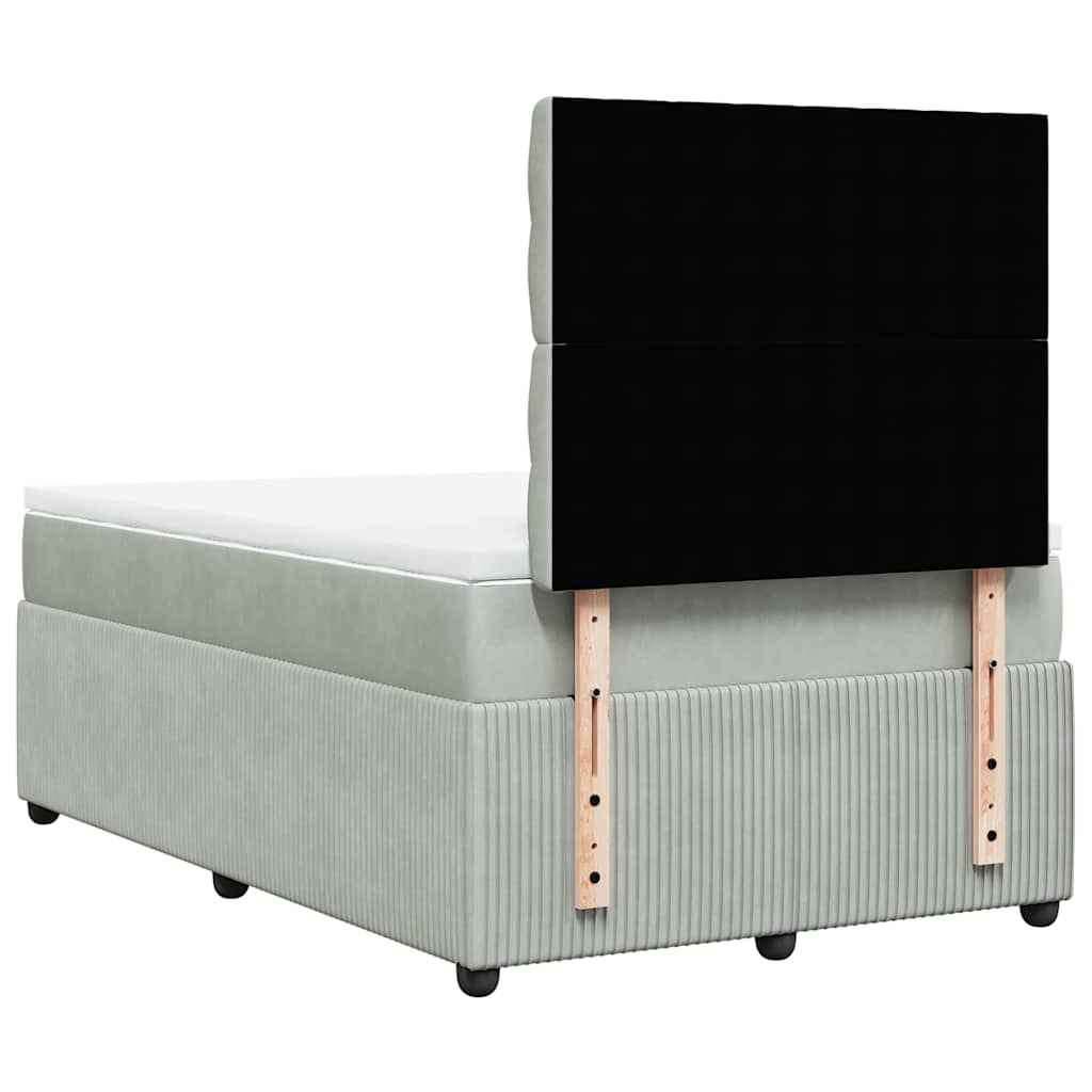 Boxspring met matras fluweel lichtgrijs 120x200 cm is nu te koop bij PeponiXL, paradijselijk wonen!