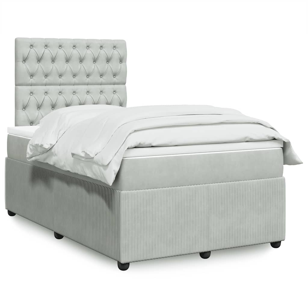 Boxspring met matras fluweel lichtgrijs 120x200 cm is nu te koop bij PeponiXL, paradijselijk wonen!