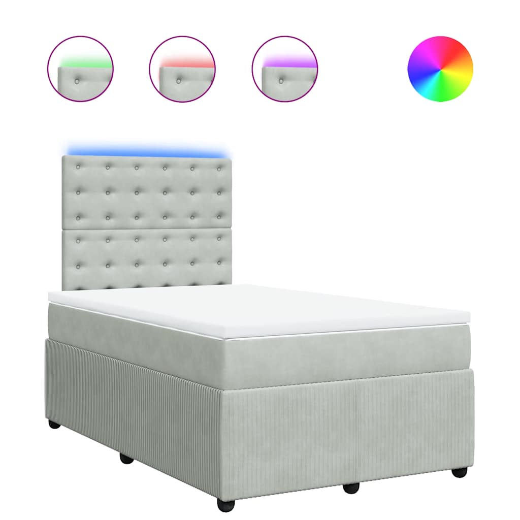 Boxspring met matras fluweel lichtgrijs 120x200 cm is nu te koop bij PeponiXL, paradijselijk wonen!