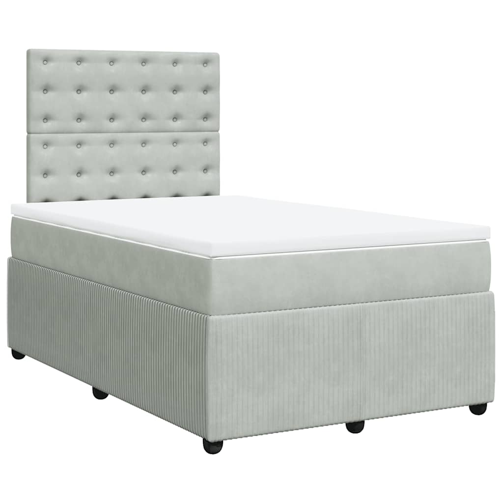 Boxspring met matras fluweel lichtgrijs 120x200 cm is nu te koop bij PeponiXL, paradijselijk wonen!