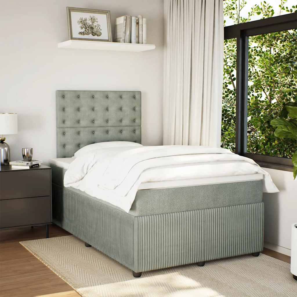 Boxspring met matras fluweel lichtgrijs 120x200 cm is nu te koop bij PeponiXL, paradijselijk wonen!