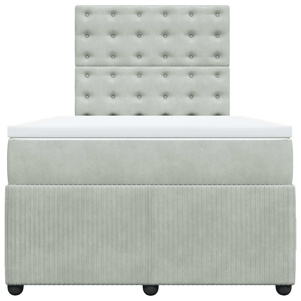Boxspring met matras fluweel lichtgrijs 120x200 cm is nu te koop bij PeponiXL, paradijselijk wonen!