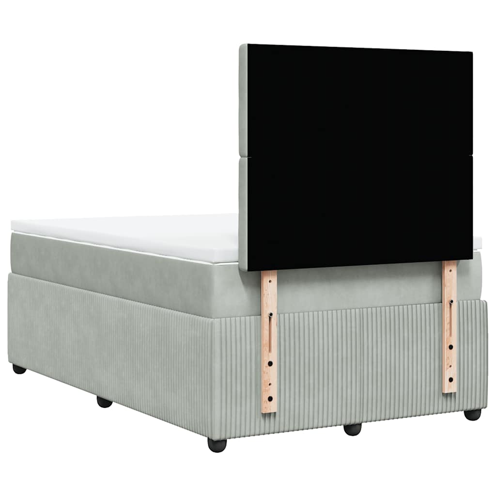 Boxspring met matras fluweel lichtgrijs 120x200 cm is nu te koop bij PeponiXL, paradijselijk wonen!