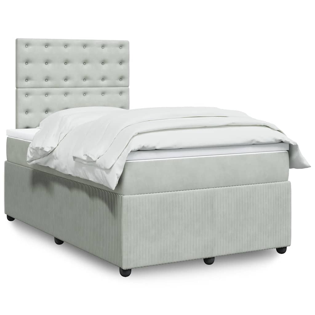 Boxspring met matras fluweel lichtgrijs 120x200 cm is nu te koop bij PeponiXL, paradijselijk wonen!