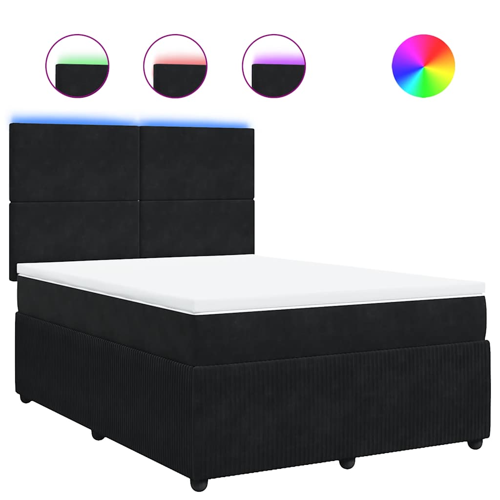 Boxspring met matras fluweel zwart 140x190 cm is nu te koop bij PeponiXL, paradijselijk wonen!
