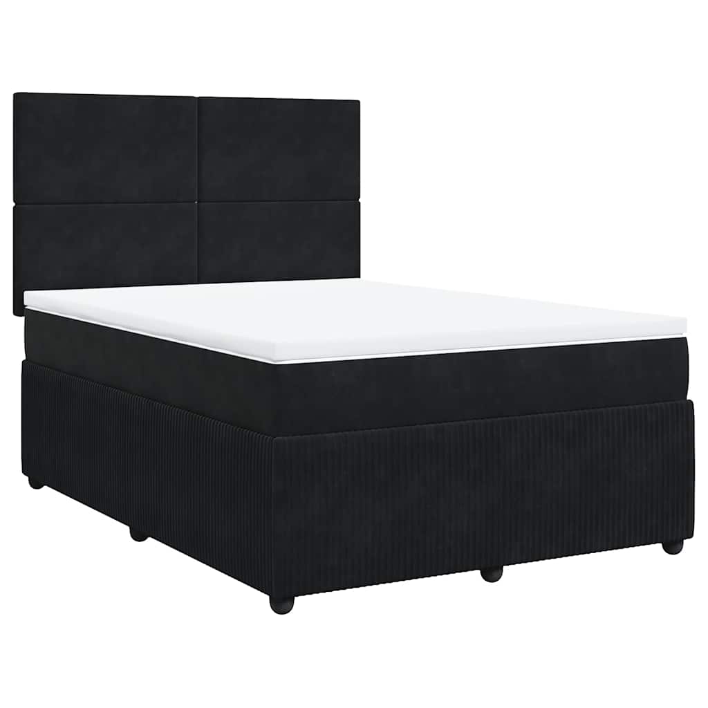 Boxspring met matras fluweel zwart 140x190 cm is nu te koop bij PeponiXL, paradijselijk wonen!