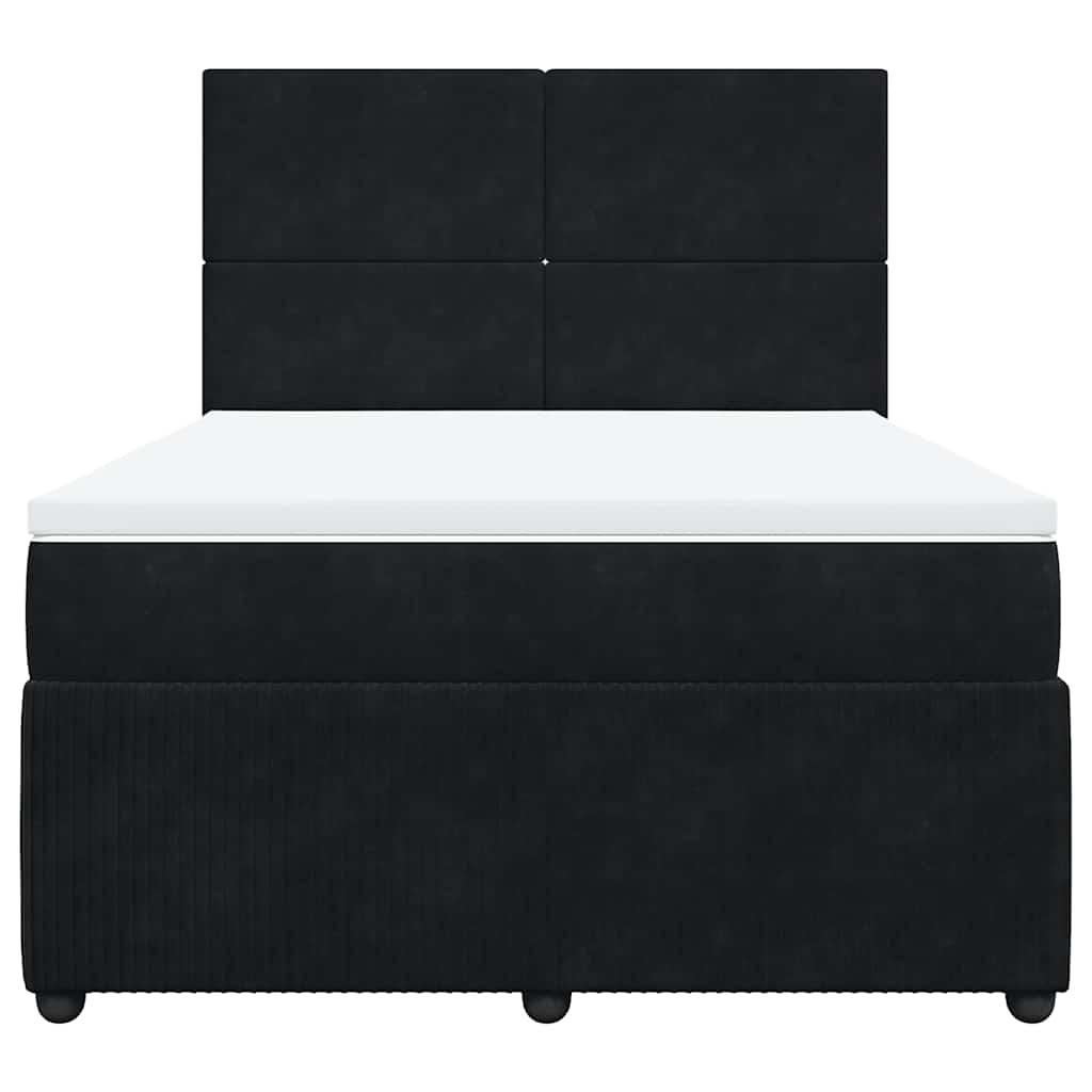 Boxspring met matras fluweel zwart 140x190 cm is nu te koop bij PeponiXL, paradijselijk wonen!
