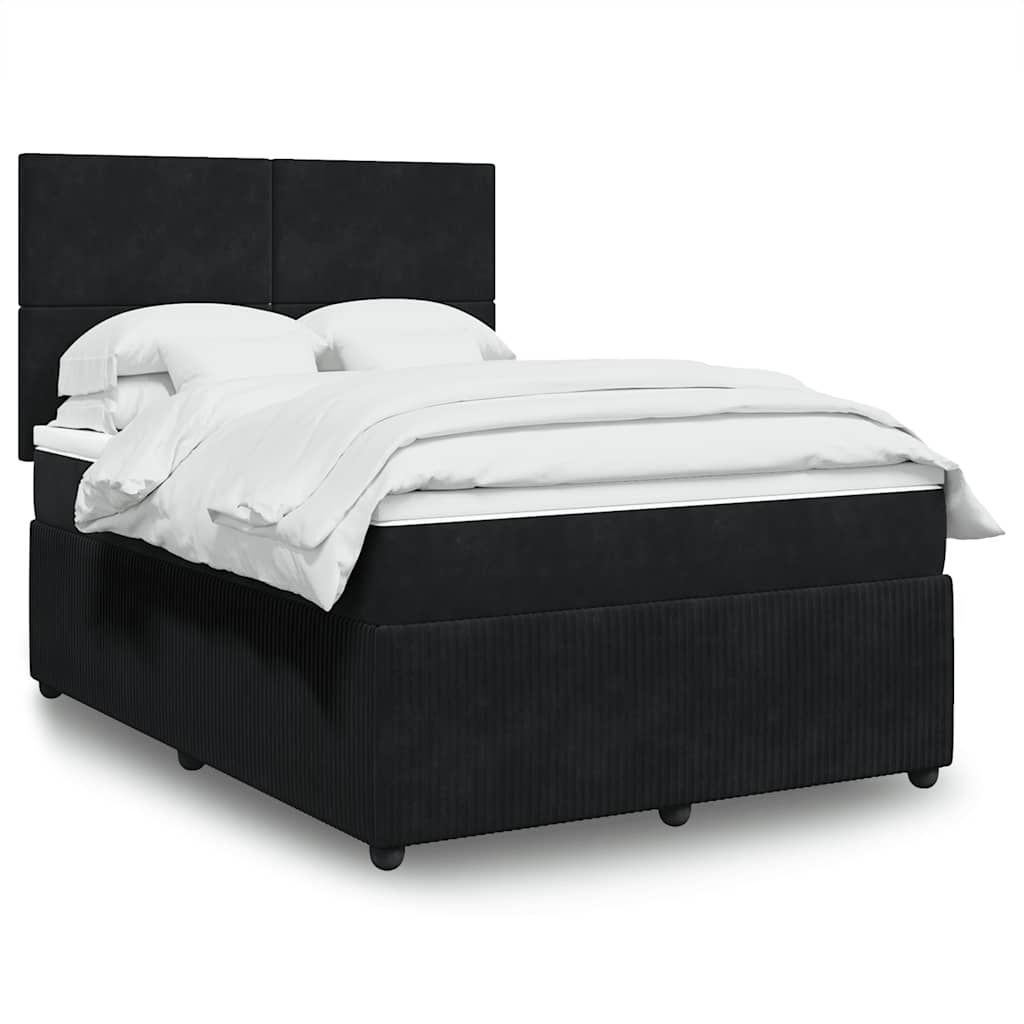 Boxspring met matras fluweel zwart 140x190 cm is nu te koop bij PeponiXL, paradijselijk wonen!
