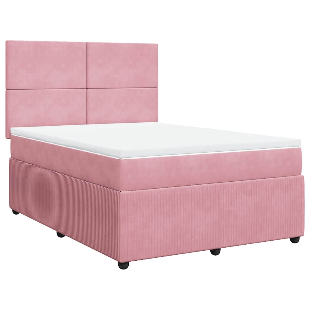 Boxspring met matras fluweel roze 140x190 cm is nu te koop bij PeponiXL, paradijselijk wonen!