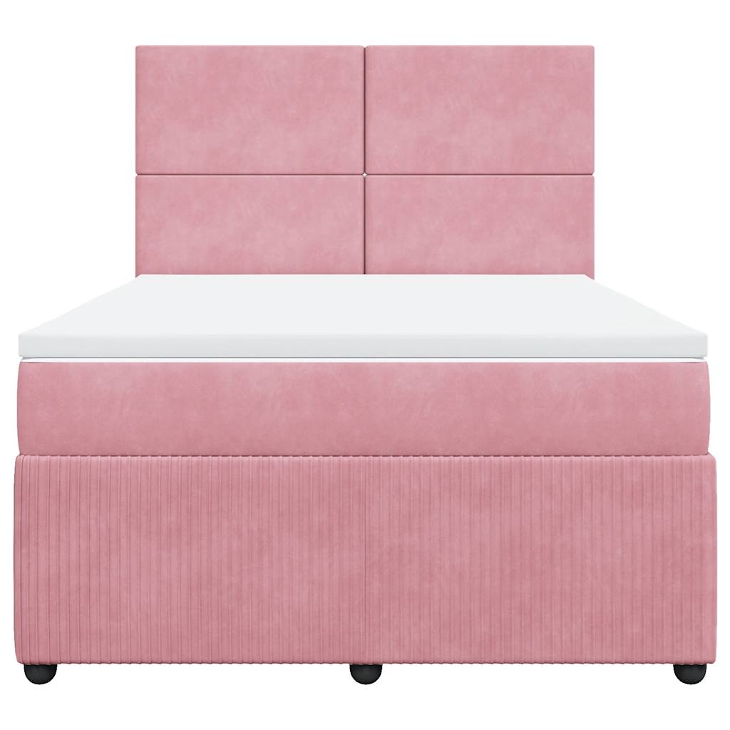 Boxspring met matras fluweel roze 140x190 cm is nu te koop bij PeponiXL, paradijselijk wonen!