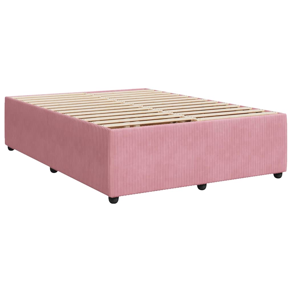 Boxspring met matras fluweel roze 140x190 cm is nu te koop bij PeponiXL, paradijselijk wonen!