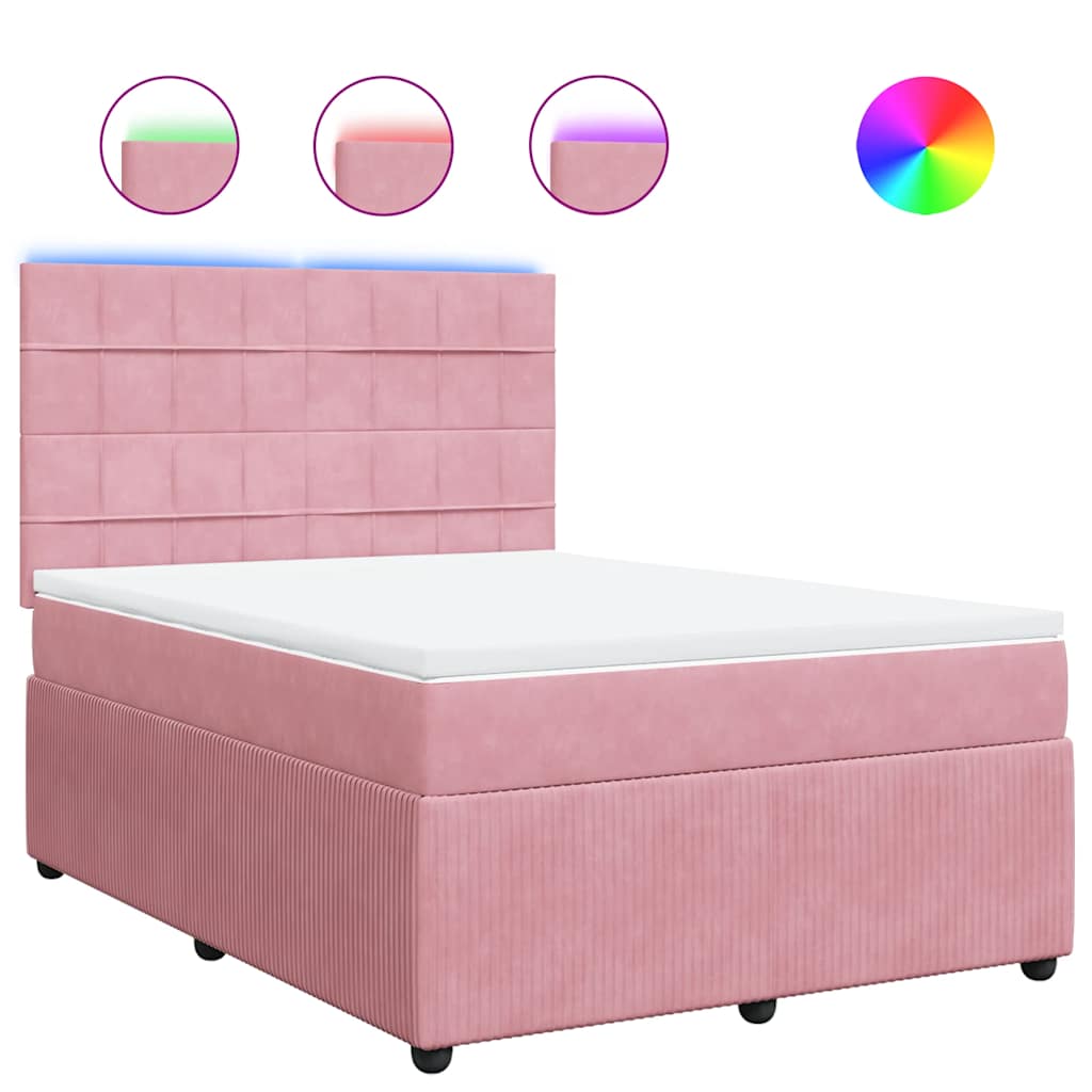 Boxspring met matras fluweel roze 140x190 cm is nu te koop bij PeponiXL, paradijselijk wonen!