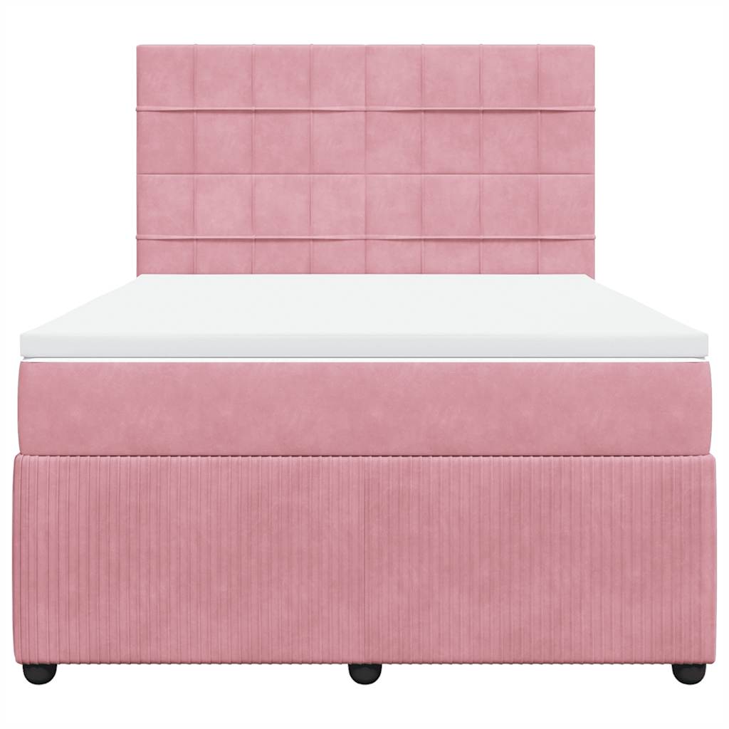 Boxspring met matras fluweel roze 140x190 cm is nu te koop bij PeponiXL, paradijselijk wonen!