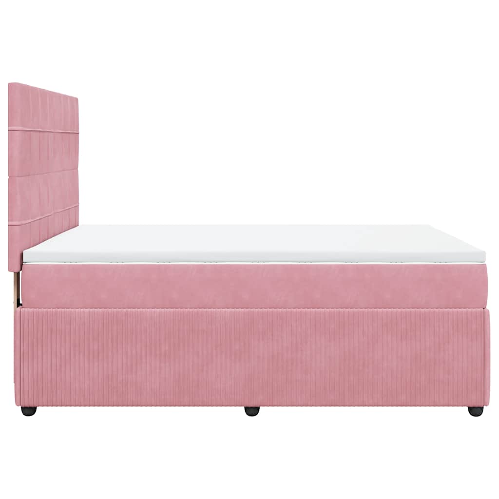 Boxspring met matras fluweel roze 140x190 cm is nu te koop bij PeponiXL, paradijselijk wonen!