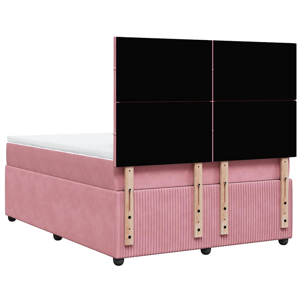 Boxspring met matras fluweel roze 140x190 cm is nu te koop bij PeponiXL, paradijselijk wonen!