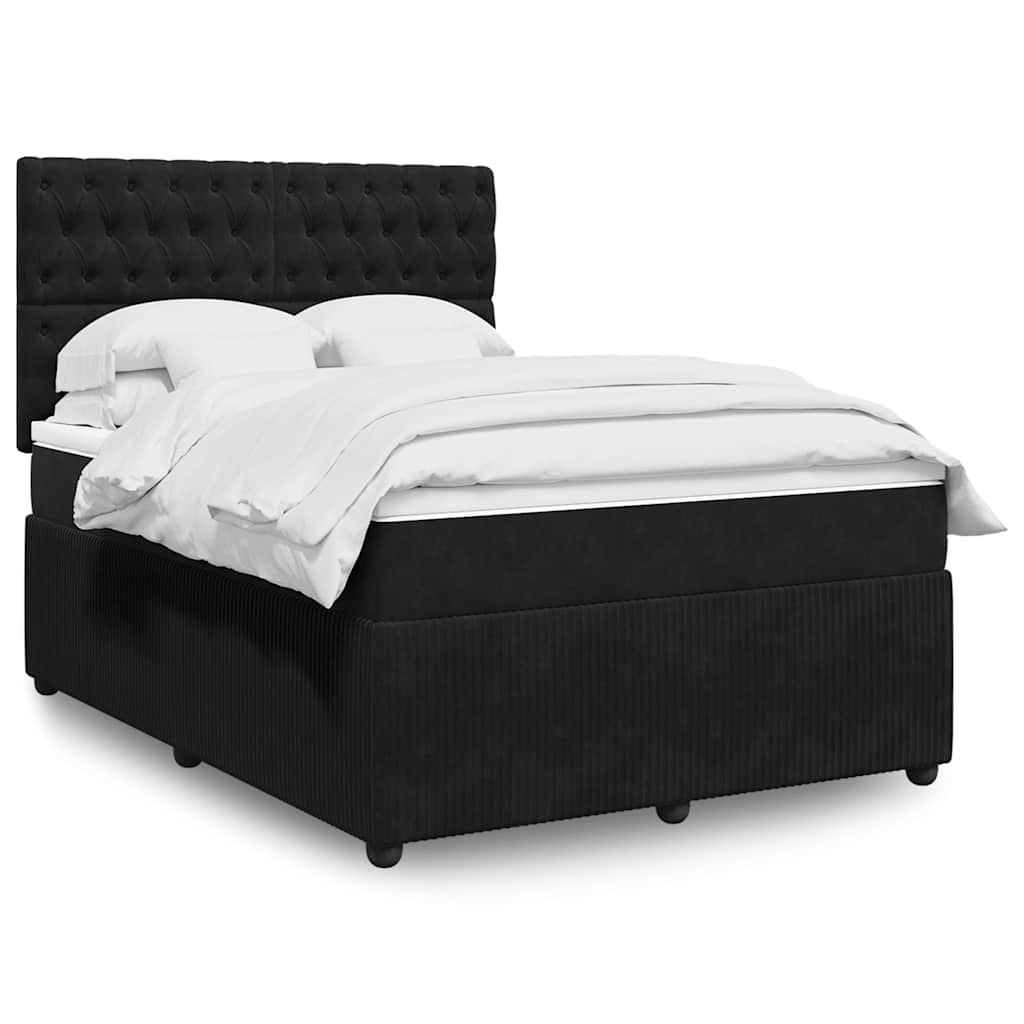 Boxspring met matras fluweel zwart 140x190 cm is nu te koop bij PeponiXL, paradijselijk wonen!