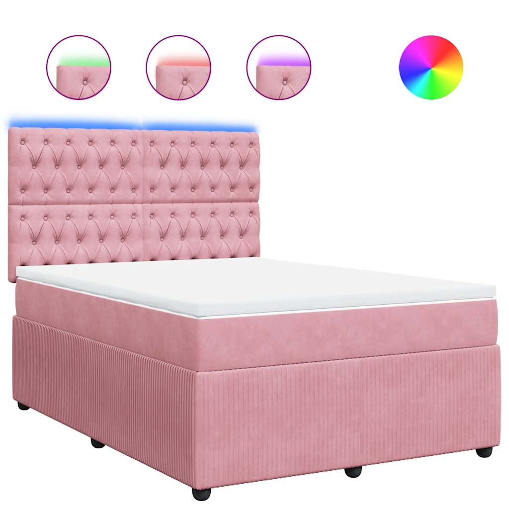 Boxspring met matras fluweel roze 140x190 cm is nu te koop bij PeponiXL, paradijselijk wonen!