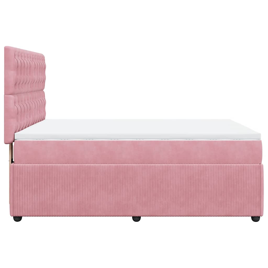 Boxspring met matras fluweel roze 140x190 cm is nu te koop bij PeponiXL, paradijselijk wonen!