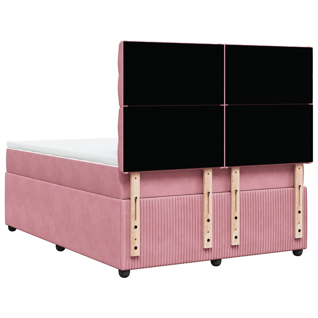 Boxspring met matras fluweel roze 140x190 cm is nu te koop bij PeponiXL, paradijselijk wonen!