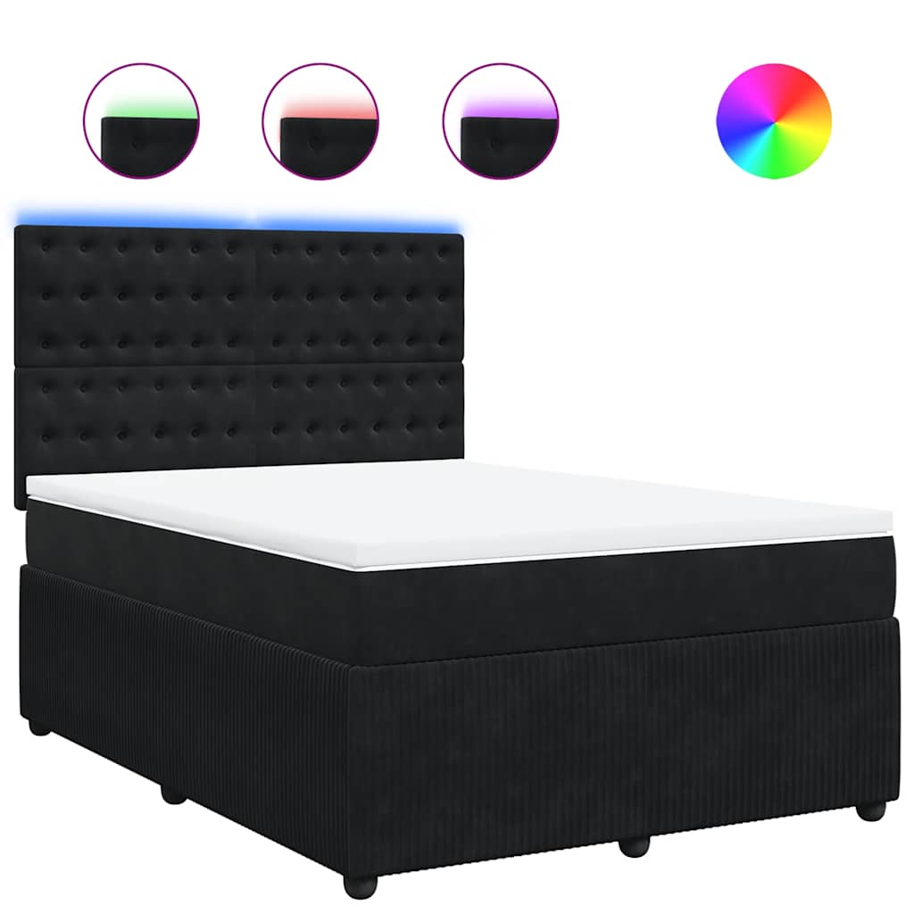 Boxspring met matras fluweel zwart 140x190 cm is nu te koop bij PeponiXL, paradijselijk wonen!