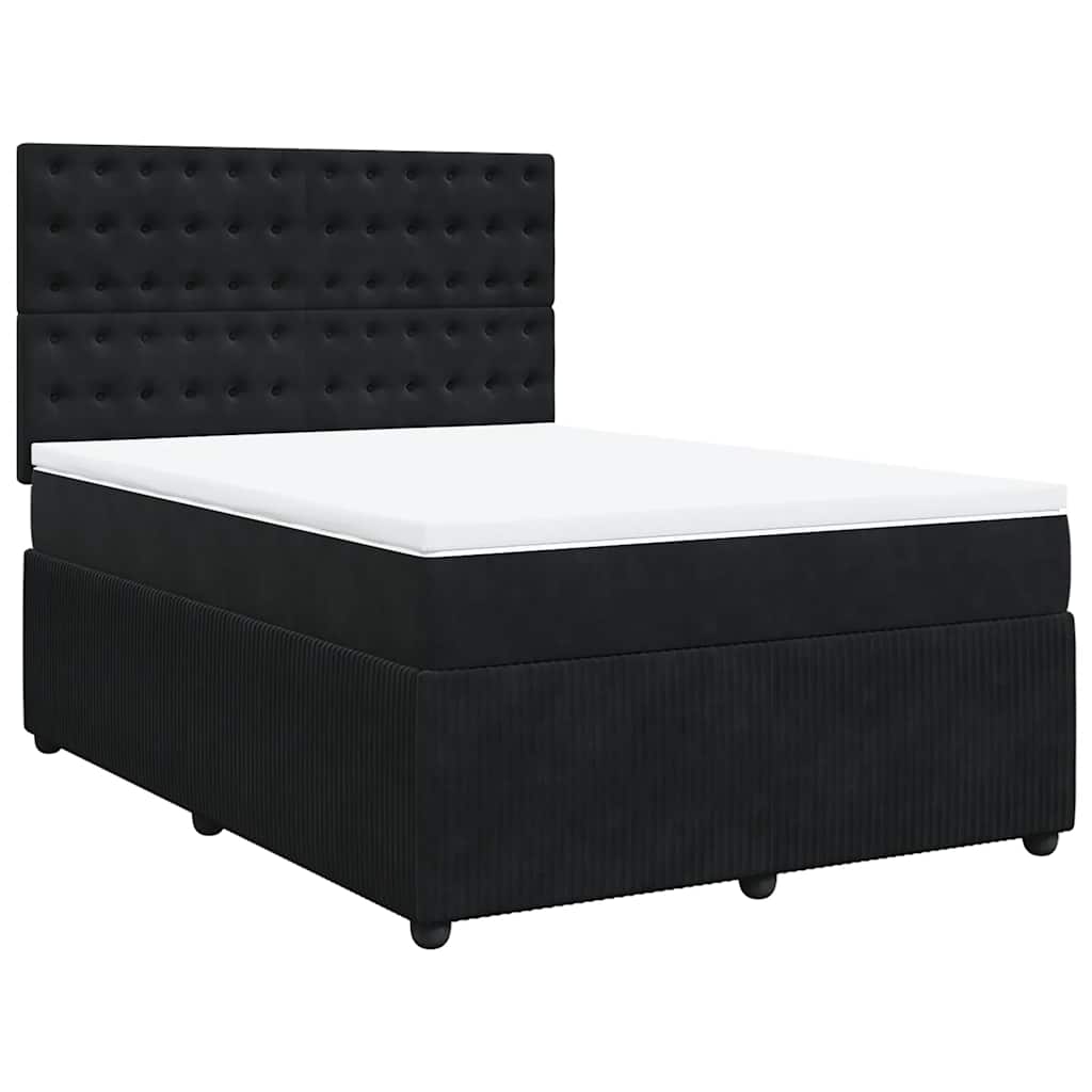 Boxspring met matras fluweel zwart 140x190 cm is nu te koop bij PeponiXL, paradijselijk wonen!