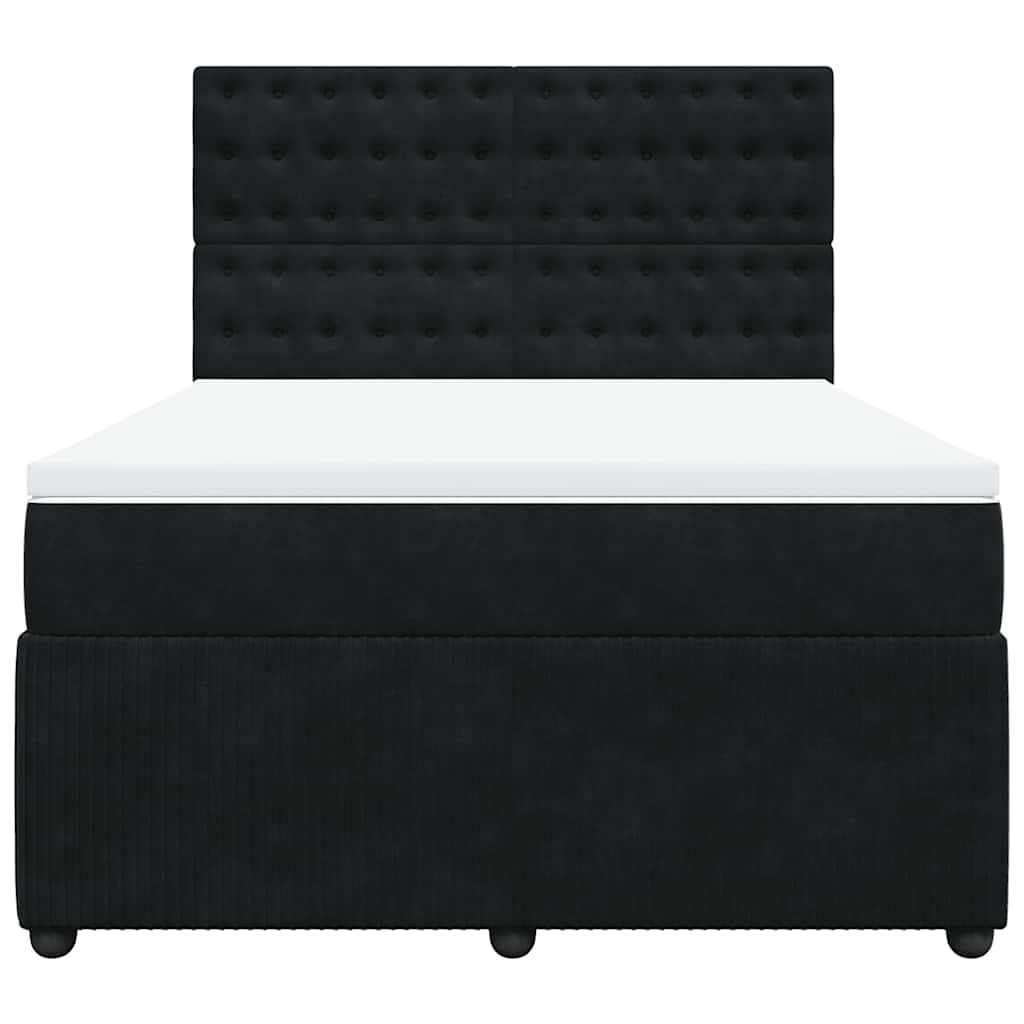 Boxspring met matras fluweel zwart 140x190 cm is nu te koop bij PeponiXL, paradijselijk wonen!