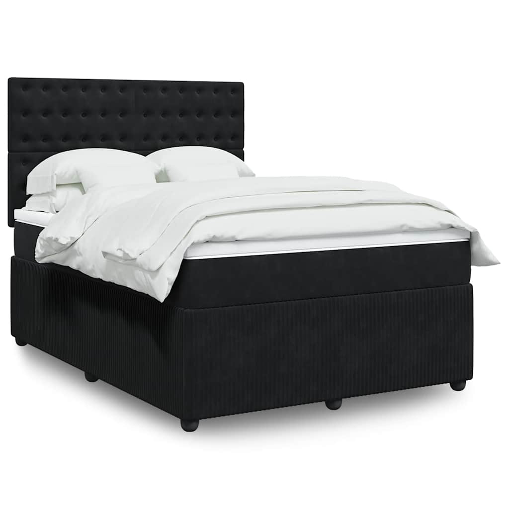 Boxspring met matras fluweel zwart 140x190 cm is nu te koop bij PeponiXL, paradijselijk wonen!