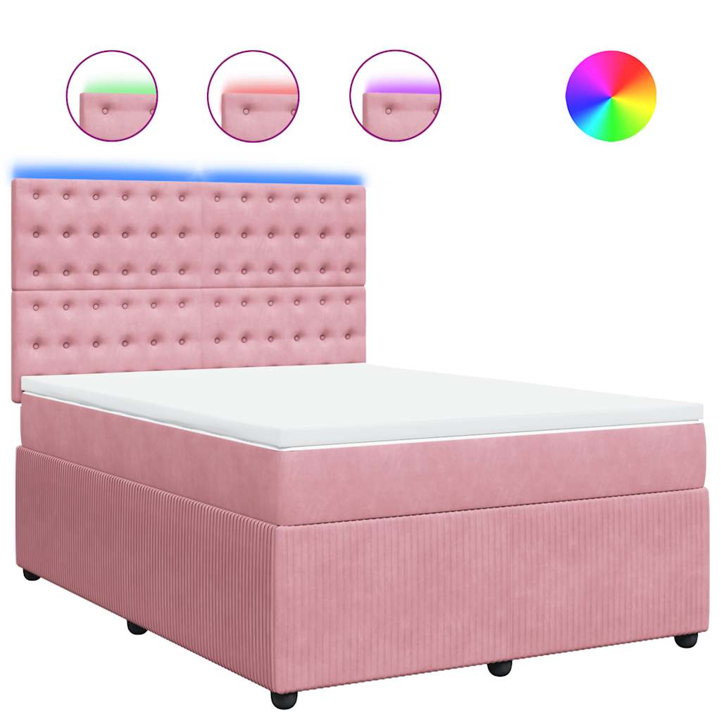 Boxspring met matras fluweel roze 140x190 cm is nu te koop bij PeponiXL, paradijselijk wonen!