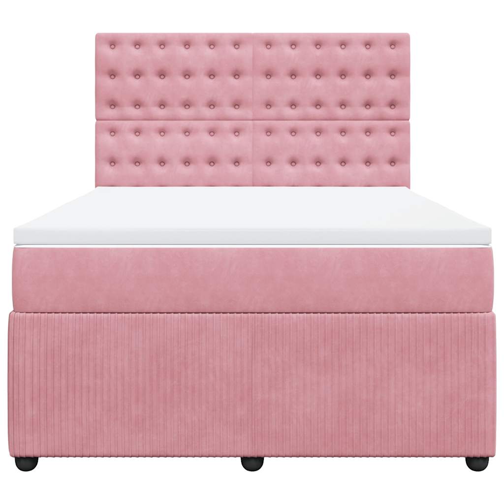 Boxspring met matras fluweel roze 140x190 cm is nu te koop bij PeponiXL, paradijselijk wonen!