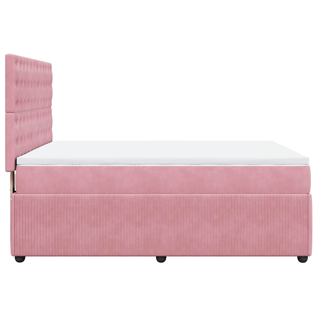 Boxspring met matras fluweel roze 140x190 cm is nu te koop bij PeponiXL, paradijselijk wonen!