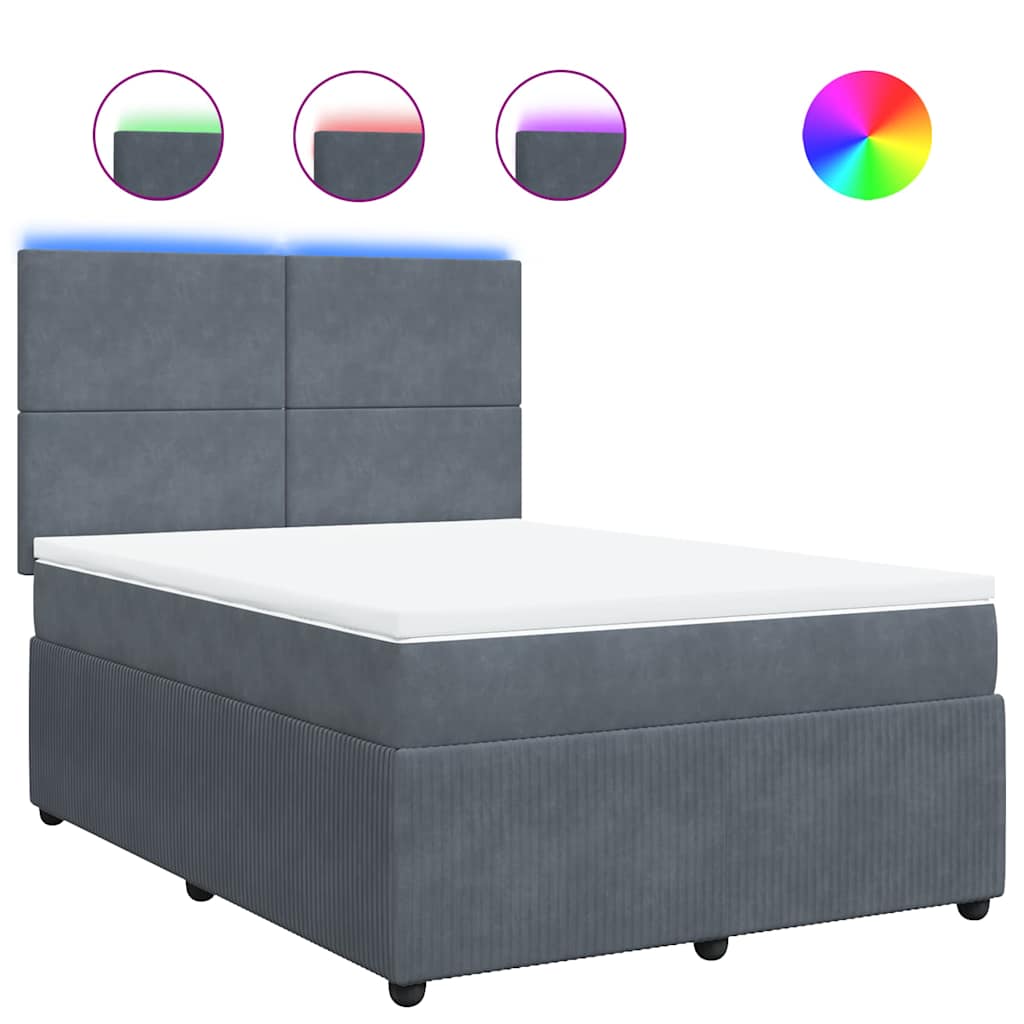 Boxspring met matras fluweel donkergrijs 140x200 cm is nu te koop bij PeponiXL, paradijselijk wonen!