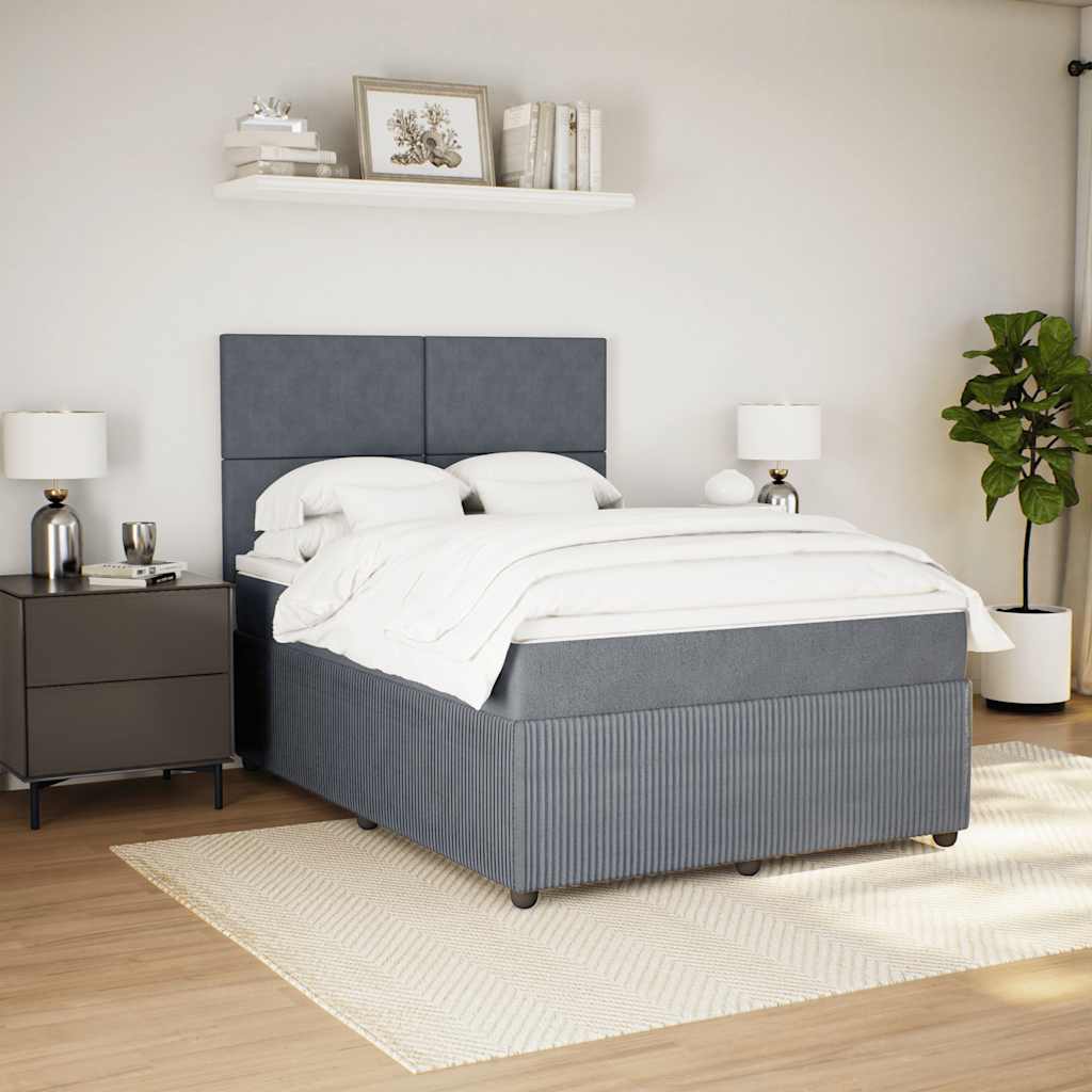 Boxspring met matras fluweel donkergrijs 140x200 cm is nu te koop bij PeponiXL, paradijselijk wonen!